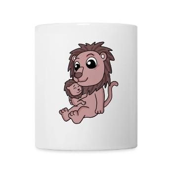 Famille Léo - Lion avec bébé - Mug blanc - blanc - Devant