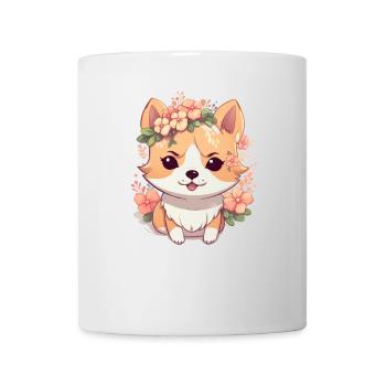 Chienne japonaise Shiba Inu, fille avec couronne - Mug blanc - blanc - Devant