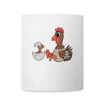 Huhn Familie - Huhn mit Baby - Tasse - Weiß - Vorne