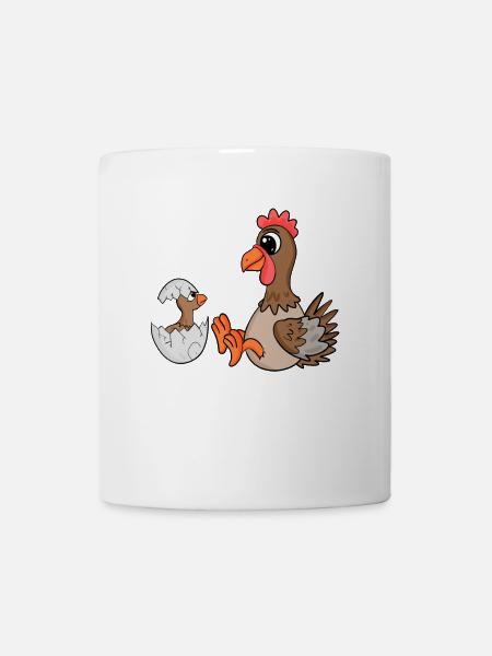Huhn Familie - Huhn mit Baby - Tasse - Weiß