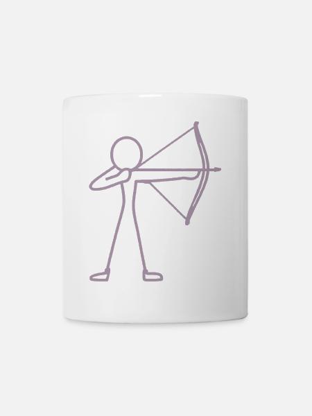 Strichmännchen Bogen Bogenschießen Bogenschütze - Tasse - Weiß