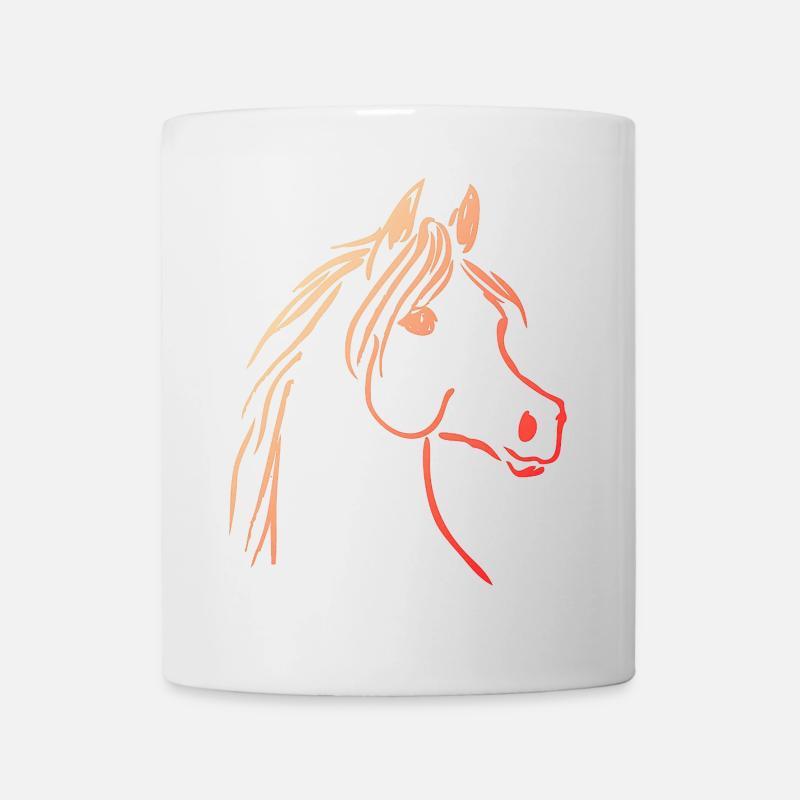 Cheval au trait dégradé orange - Mug blanc - blanc
