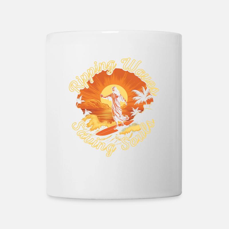 Surfing Jesus - Ripping Waves Saving Souls - Mug blanc - blanc