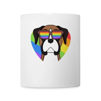 Rainbow - Dog German Boxer with Glasses - Mug - white - Front