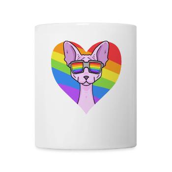 Regenbogen - Katze Sphynx-Katze mit Brille - Tasse - Weiß - Vorne
