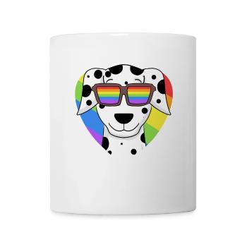 Rainbow - Chien dalmatien avec lunettes et coeur - Mug blanc - blanc - Devant