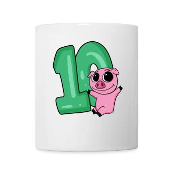 10 Geburtstag 10 Jahre alt mit Tier Motiv - zehn - Tasse - Weiß - Vorne