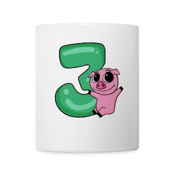 3 anniversaire 3 ans avec motif animal - trois - Mug blanc - blanc - Devant