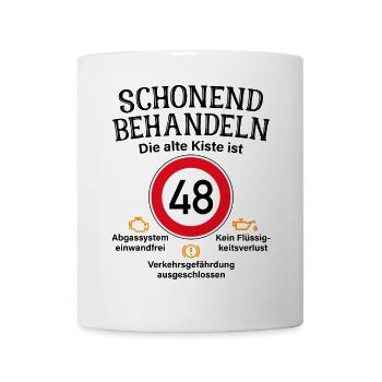 48. Geburtstag Schonend Behandeln 48 Alte Kiste 48 - Tasse - Weiß - Vorne