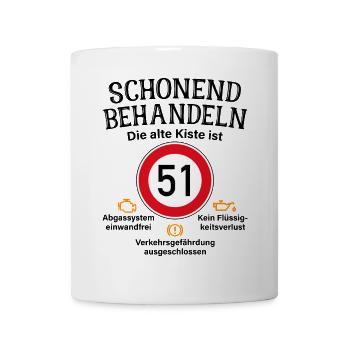 51. Geburtstag Schonend Behandeln 51 Alte Kiste 51 - Tasse - Weiß - Vorne