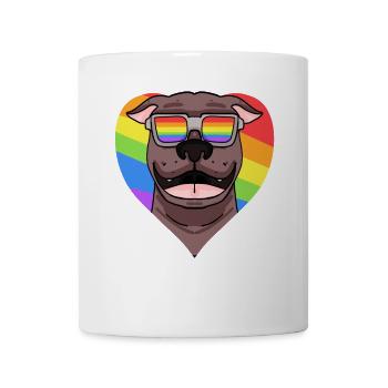 Rainbow - Dog Pit Bull with glasses - Mug - white - Front