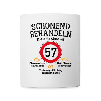 57. Geburtstag Schonend Behandeln 57 Alte Kiste 57 - Tasse - Weiß - Vorne