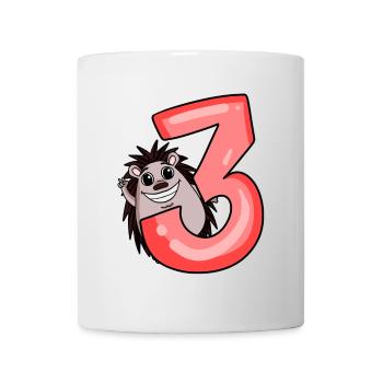 3 anniversaire 3 ans avec motif animal - trois - Mug blanc - blanc - Devant