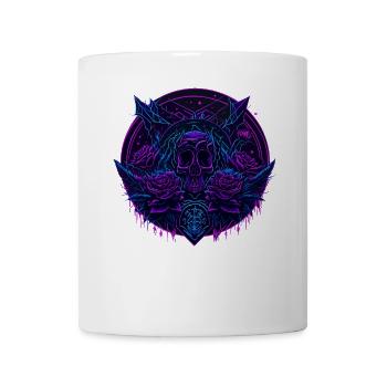 neon roses skull vaporwave - Mug - white - Front