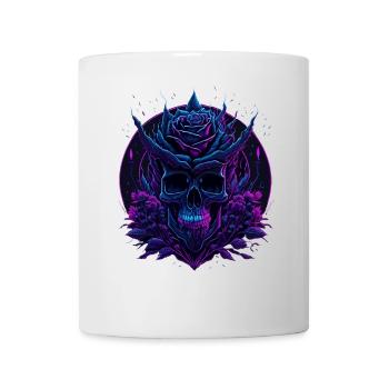 Rose Skull Neon vaporwave Skull - Mug - white - Front