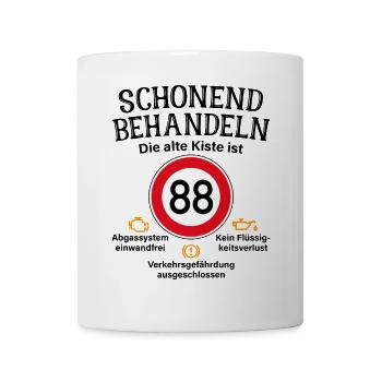 88. Geburtstag Schonend Behandeln 88 Alte Kiste 88 - Tasse - Weiß - Vorne