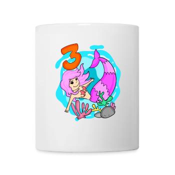 Mädchen 3 Jahre alt 3. Geburtstag Meerjungfrau - Tasse - Weiß - Vorne