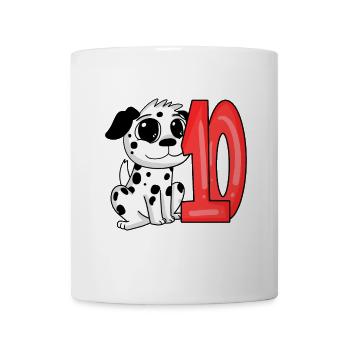 10 Geburtstag 10 Jahre alt mit Hund Motiv - zehn - Tasse - Weiß - Vorne