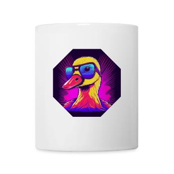 Canard Synthwave avec lunettes de soleil - Mug blanc - blanc - Devant