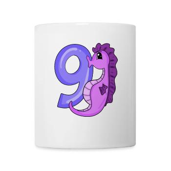 9e anniversaire Motif Seahorse - Neuf ans - Mug blanc - blanc - Devant