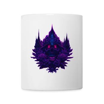 Purple neon roses skull - Mug - white - Front