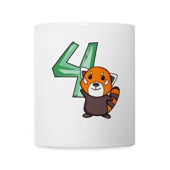 4. Geburtstag Motiv Roter Panda - vier Jahre alt - Tasse - Weiß - Vorne