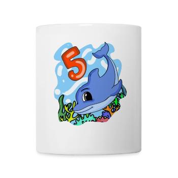 5th birthday motif dolphin - five years old - Mug - white - Front