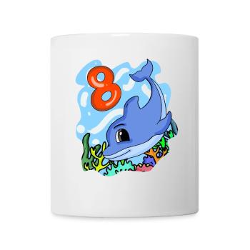 8ème anniversaire Motif Dauphin - Huit ans - Mug blanc - blanc - Devant