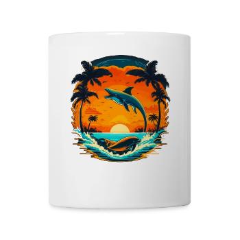 Delphin Sommer Sunset - Tasse - Weiß - Vorne