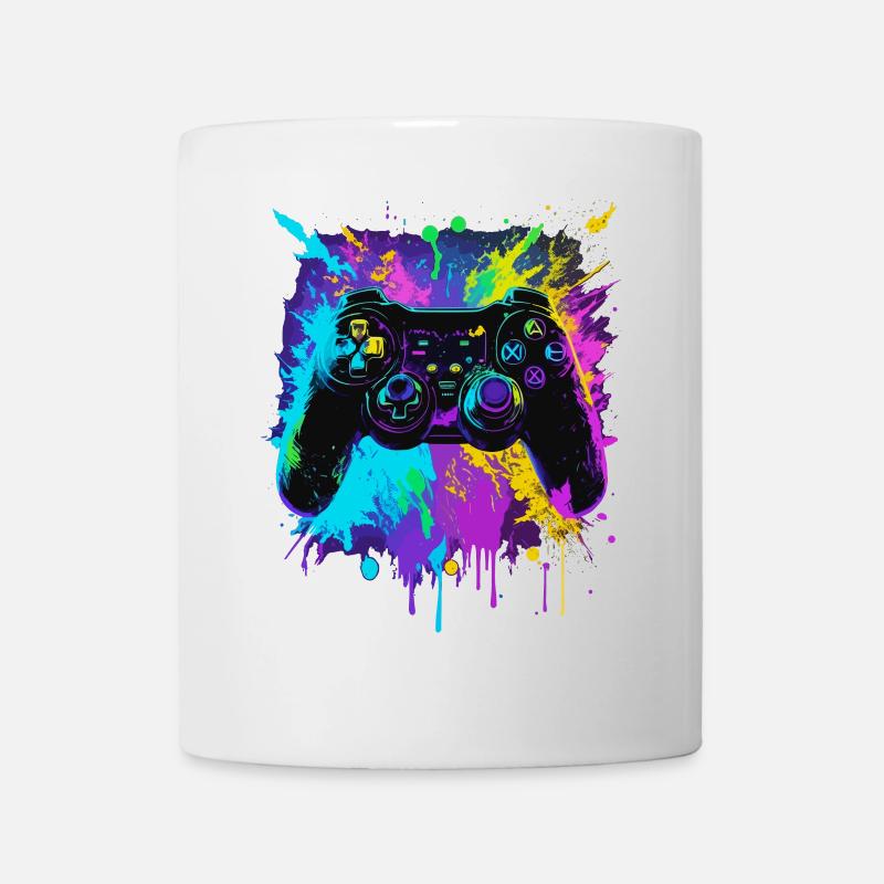 farbenfroher Graffiti Gaming Controller - Tasse - Weiß