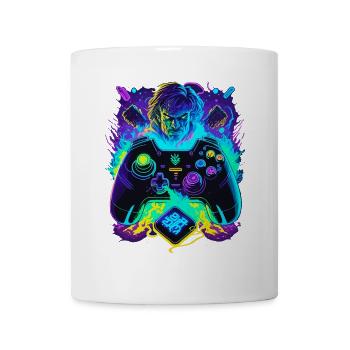 Neonfarben Graffiti Gamer Controller - Tasse - Weiß - Vorne