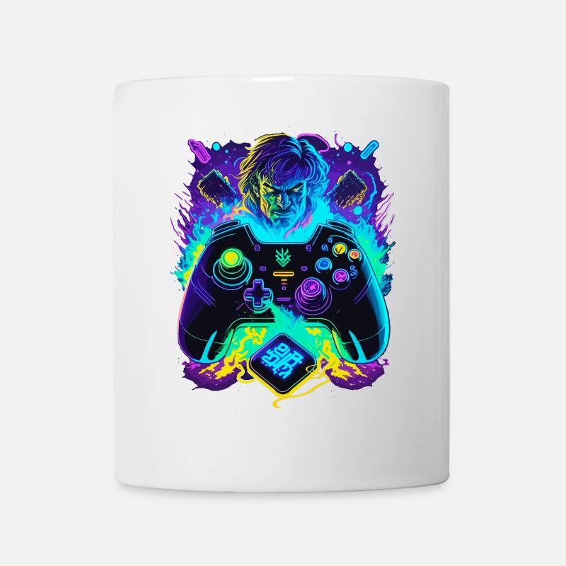 Neonfarben Graffiti Gamer Controller - Tasse - Weiß