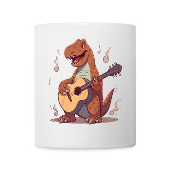 Dinosaur with guitar for musicians - Mug - white - Front