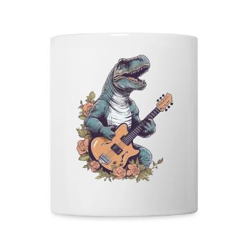 Dinosaur with guitar for musicians - Mug - white - Front
