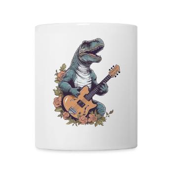 Dinosaur with guitar for musicians - Mug - white - Front