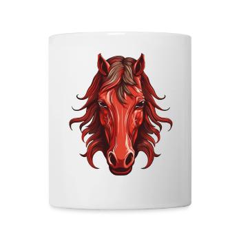 Rotes Pferd - Pferdekopf Design - Tasse - Weiß - Vorne