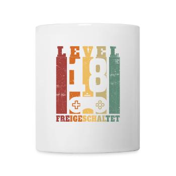 Niveau 18 Déverrouillé 18 Ans Anniversaire Cadeau - Mug blanc - blanc - Devant
