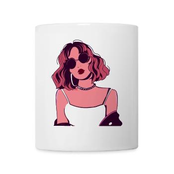 Femme rétro rose avec des lunettes - Mug blanc - blanc - Devant