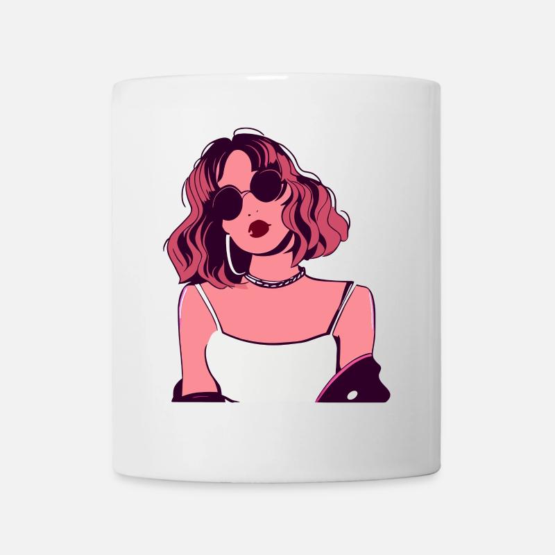 Femme rétro rose avec des lunettes - Mug blanc - blanc