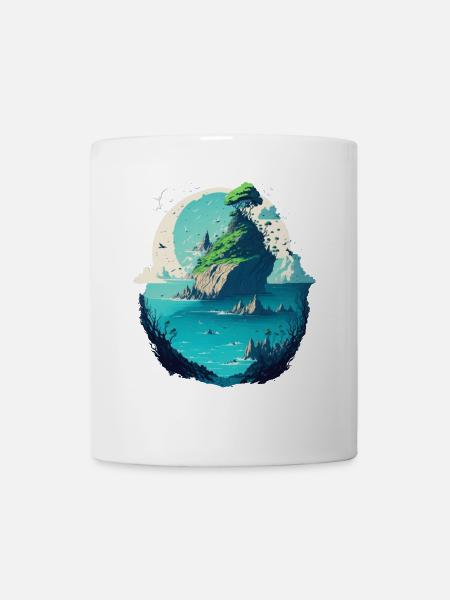 Asiatische Insellandschaft Fantasievoll - Tasse - Weiß
