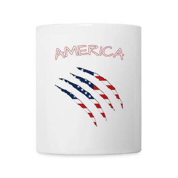 America, Claws, Cuts, Amerika, USA, American Flag  - Tasse - Weiß - Vorne