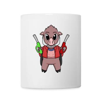 Gas station attendant wild boar gas station - Mug - white - Front