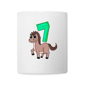 7. Geburtstag Motiv Pferd - sieben Jahre - Tasse - Weiß - Vorne