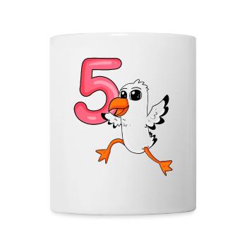 5th birthday motif seagull - five years - Mug - white - Front
