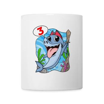 3. Geburtstag Motiv Hai Pirat - drei Jahre - Tasse - Weiß - Vorne