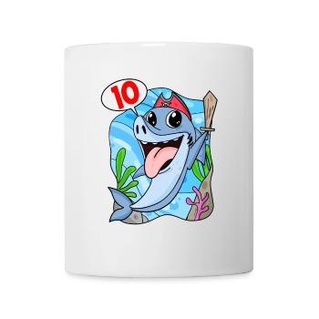 10th Birthday Motif Shark Pirate - Ten Years - Mug - white - Front