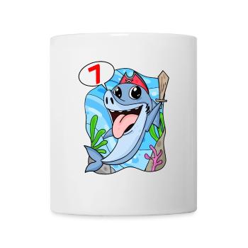 7. Geburtstag Motiv Hai Pirat - sieben Jahre - Tasse - Weiß - Vorne