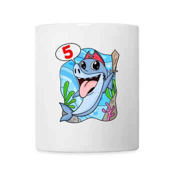 5th Birthday Motif Shark Pirate - Five Years - Mug - white - Front