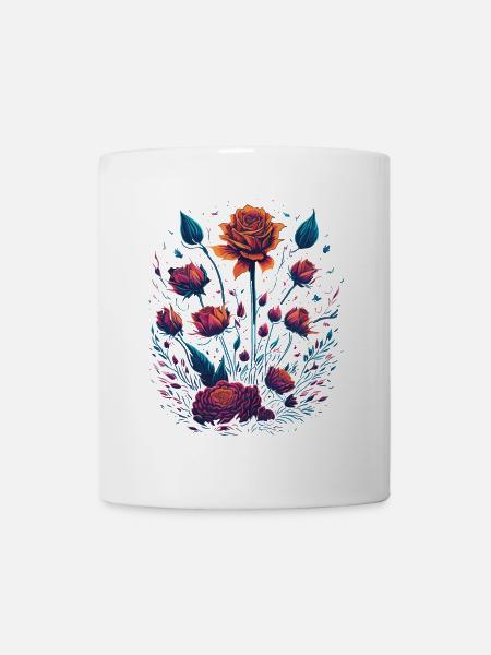 Rosen Vaporwave Blumenstrauß - Tasse - Weiß