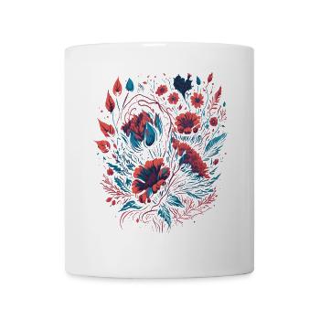 neon Blumenpracht bunter Blumenstrauß - Tasse - Weiß - Vorne